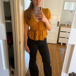 Mustard yellow floral top